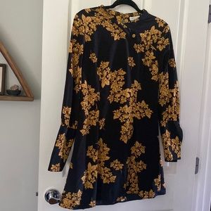 Satin top shop flower mini dress with high neck